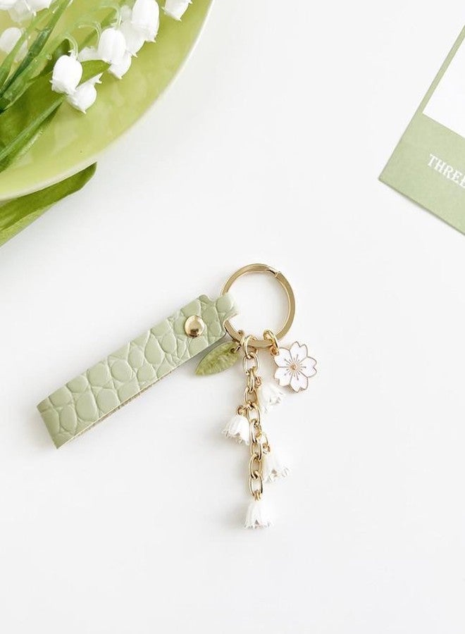 LAEKOU Cute Lily of The Valley Flower Key Chain, Women Keychain for Car Keys, Bag Charms Accessories for Purse Backpack - Image 2